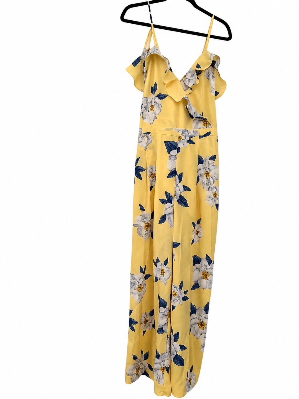 Xhilaration Yellow Floral Ruffle Spaghetti Strap Jumpsuit